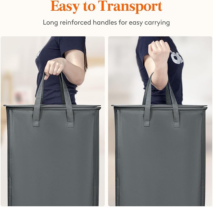 Lifewit 65L Slim Small Laundry Hamper, Laundry Basket with Lid, Dirty Collapsible Clothes Storage with Easy Carry Extended Handles, Tall Hampers for Bedroom Laundry Room, Gray, 1 Pack