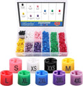 Glarks 420Pcs 9 Colors『XXS - 4XL』Colored Hanger Sizer Garment Size Markers Color Coded Size Clips Assortment Set Fit for 2-4mm Hanger Hook Used for Wire Hangers