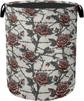 Gothic Thorn Rose Laundry Basket with Handles - Extra Large Foldable Hamper for Bathroom/Laundry/Bedroom/Dorm, Washable Fabric Storage Bin