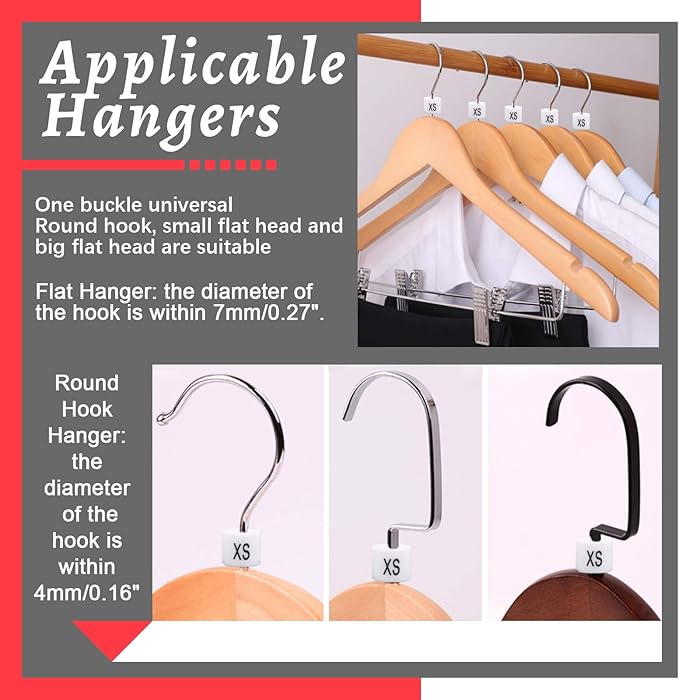 Swpeet 150Pcs White【 Sizes XS 】 Plastic Clothes Hanger Size Markers Color-Coding Hanger Sizes Hangers Tags Marker Garment Size for Wire Hangers Clothing Hangers with Storage Box