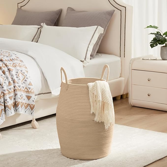 105L Extra Large Laundry Hamper Basket by Fiona's magic, Woven Tall Clothes Hamper for Storage Blanket, Toys and Dirty Cothes in Bedroom and Living Room Organizer, Jute Brown
