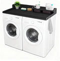 Washer and Dryer Countertop with Shelf, HDPE 2-Tier Laundry Countertop, 54" Wide Laundry Machine Topper with 2 Hooks & Non-Slip Pads for Laundry Room Organization and Folding Clothes (Black)
