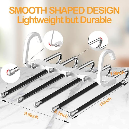 Pant Hangers Space Saving Jean Hangers -No Wrinkle Clothes Hanger - Closet Organizer and Storage, College Dorm Room Essentials Apartment Must Have - 1 Pack
