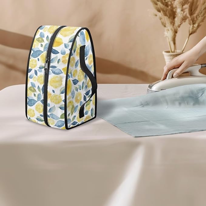 Lemon Watercolor Paint Iron Tote Case for Travel Mini Steam Iron Dustproof Protective Flower Printed Carrying Bag Universal for Most Iron with Handle