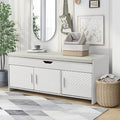 ECOTOUGE Storage Bench, Shoe Bench with Lift Top Storage, Wooden Entryway Bench with Cushioned Seat, Adjustable Shelf for Living Room, Bedroom, Hallway, Light Grey
