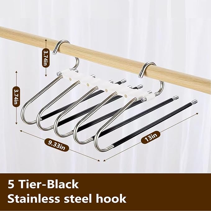 Pants Hangers Space Saving 2packs Metal Closet Organizer,Clothes Jean Hanger,Anti-Slip Design,Closet Organizers and Storage for Skirts Scarf Legging