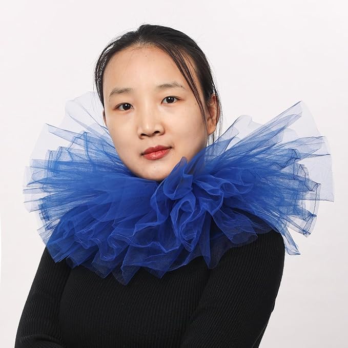 BLESSUME Victorian Retro Mesh Neck Ruff Ruffle Collar Layered Clown Neck Collar