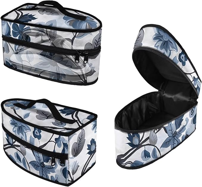 Vintage Flower Leaves Iron Storage Case Travel Portable Iron Holder with Handle & Zipper Closure, Dustproof Travel Iron Mini Dry Iron and Accessories,Easy to Carry(Bag Only)