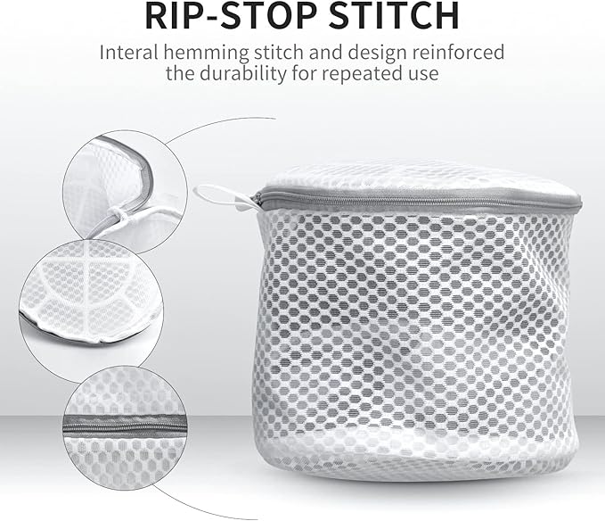 5PCS Honeycomb Mesh Laundry Bags for Delicates with Zipper, Clothing Washing Bags for Underwear, Lingerie, Bra, Blouse, Hosiery, Pants, Stocking, Socks, Extra Strong(1Bra, 1Cylin, 2S, 1M,)