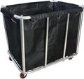 Industrial Commercial Large Rolling Laundry Cart, Heavy Duty Canvas Hamper, 11.5 Bushel, 260LBS Load, Wheeled, Black