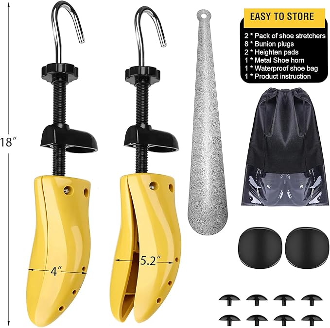 Eachway Pair of Professional 2-Way Premium Shoe Stretcher Tough Plastic Shoe Trees, Adjustable Length & Width Durable Shoe Shaper for Men and Women (Large)