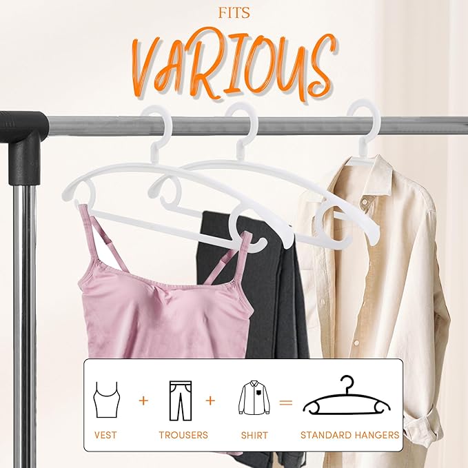 DEDU Plastic Clothes Hangers 20 Pack, Extra Thick Wide Shoulder Coat Hangers with 360° Swivel Hook Non Slip, Sweater Hangers Suit Hanger for Suits, Sweater, Dresses, Pants (White)
