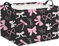 Rectangle Storage Basket with Handles,Collapsible Toys Bin,Books Box,Gift Basket(Bowknot)