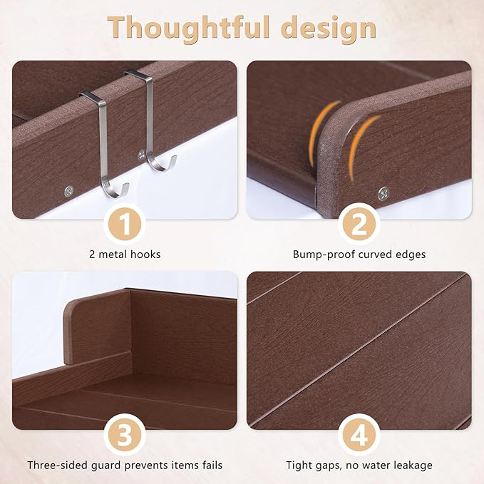 Washer and Dryer Countertop with Shelf, HDPE 2-Tier Laundry Countertop, 54" Wide Laundry Machine Topper with 2 Hooks & Non-Slip Pads for Laundry Room Organization and Folding Clothes (Brown)