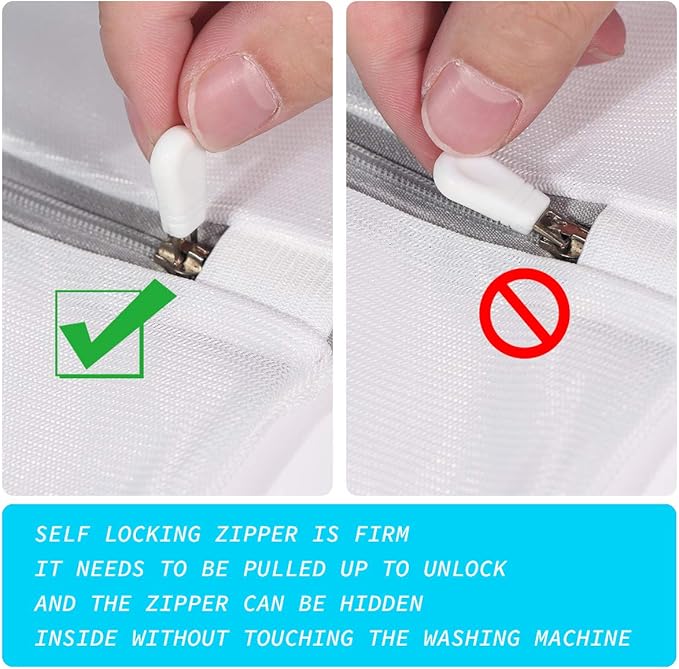 Laundry Mesh Bag-Heavy Duty Fine Mesh Wash Bag for Washing Machine-Supper Zipper Net Laundry Bag for Travel,Lingerie,Sweater,Garment,Undergarment （1M+2L）