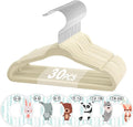 VIS'V Baby Hangers, 11 Inch Velvet Kids Hangers with 6 Pcs Clothes Size Dividers, Infant Toddler Nursery Closet Organization, Non Slip, Beige, 30 Pcs