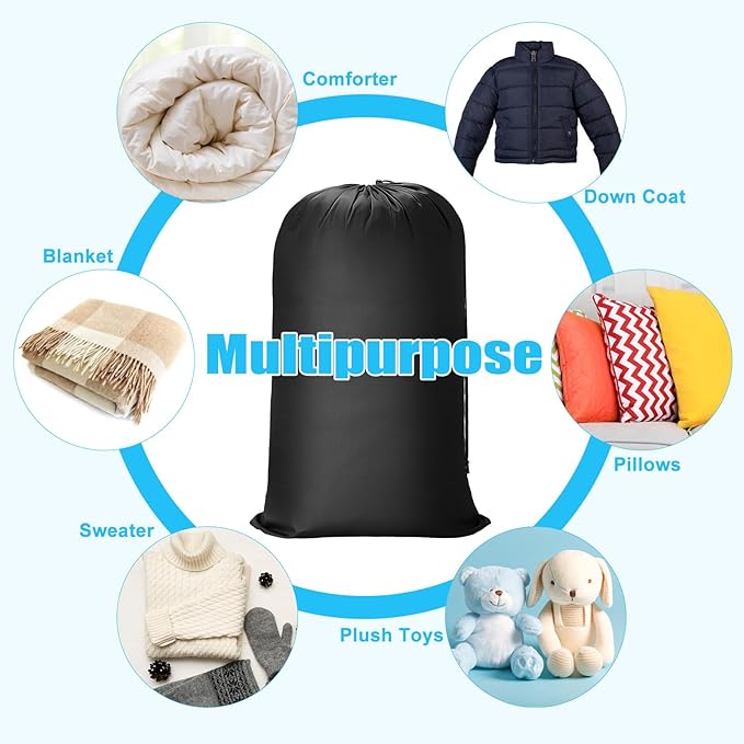 Nuogo 20 Pcs Laundry Bag Washable Travel Laundry Bags with Drawstring Lock Closure Large Heavy Duty for Camping Tent Blankets Dirty Clothes Yarn Fabric Storage, Multi Use (Black, Pink)