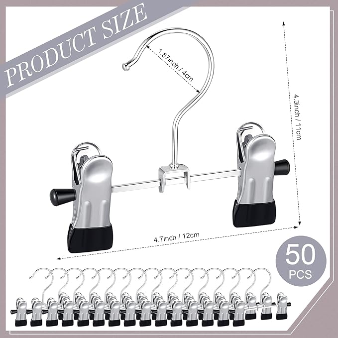 Yinkin 50 Pcs Boot Hangers Double Adjustable Clips Space Saving Pants Travel Portable Hanger Hanging Boot Organizer for Bags Clothes Laundry Home Socks Hat
