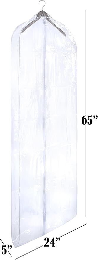 Handy Laundry Clear Vinyl Gown Bag - Protect Your Clothing While Traveling and Dust Free While Hanging in Your Closet. Ideal for Coats, Suits, Dresses or Gowns - Set of 2 (24 X 65 Inches)