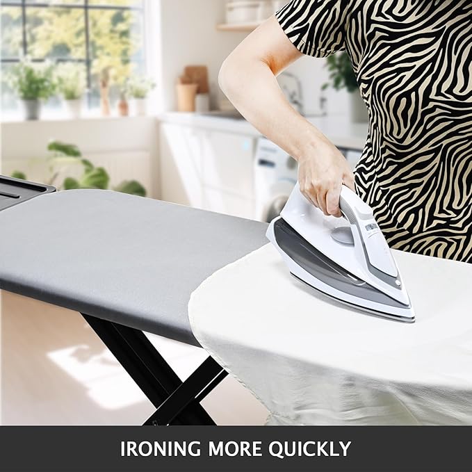SheeChung Ironing Board Cover and Pad 18x54,Extra Thick Cotton Cover,Scorch and Stain Resistant Large Iron Board Cover with Padding,Wide Ironing Cover with Adjustable Fasteners and Velcro,Silver Grey