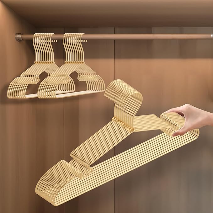 Gold Aluminum Clothes Hangers, 30 Pack 16.5 Inch Metal Shirt Hangers, Lightweight and Sturdy Heavy Duty Hangers for Suit Jackets and Dress Wedding Dresses Etc