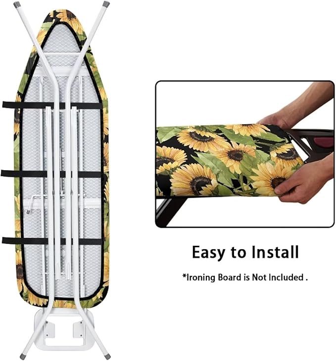 GLENLCWE Sunflower Ironing Board Cover,Floral Iron Board Cover Ironing Replacement for Home Decor Heavy Duty Thick Ironing Board Protective Cloth with Elastic Edge