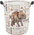 Dinosaur Laundry Basket,Custom Laundry Hamper with Name,Personalized Dinosaur Gifts for Boys Girls,Customize Collapsible Laundry Basket for Bedroom Bathroom,M-19.5"X 15.7"