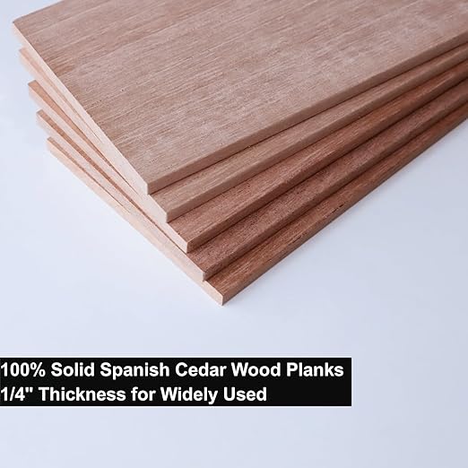 Woho 5 Pack Solid Spanish Cedar Wood Planks for DIY Cigar Humidor, 12" X 4" X 1/4" Cedar Planks for Tupperdor/Cabinet/Cigar Tray/Box Liners, Cedar Wood Planks for Cigar Storage/Organization/Aging