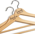 Personalized Custom Bridesmaid Hangers - Engraved Wood Wedding Dress Hangers with Name & Date - 2 Pack