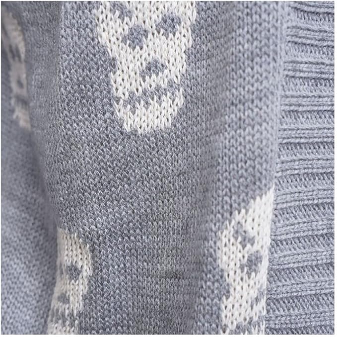 MA ONLINE Ladies Knitted Skull Print Long Sleeve Cardigan Top Women Winter Halloween Shrug Small/3X-Large