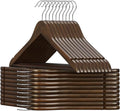 20 Pack Wooden Coat Hangers, 360° Swivel Hook, Suit Hangers with Anti-Slip Notches, for Jackets, Shirts, Dress, Dark Walnut, UAWY0520H