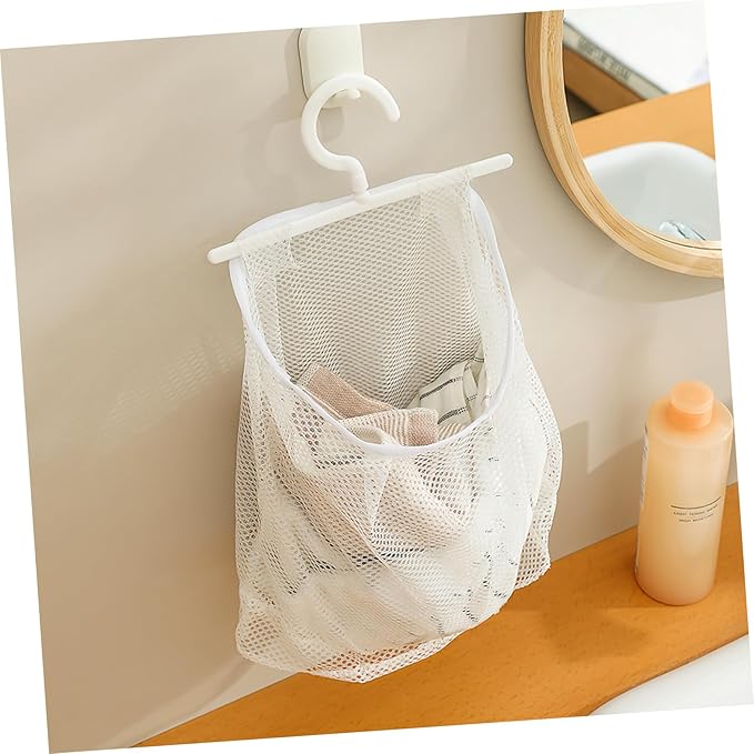 2pcs Mesh Bag with Hook Hanging Laundry Bags Multi-functional Mesh Bags for Kitchen Bathroom Storage Bag