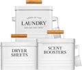 Calindiana Modern Farmhouse Laundry Powder Container, Dryer Sheets Holder and Scent Boosters Container Bundle for Organization and Storage, Laundry Room Decor