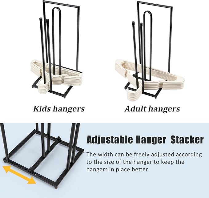 Hanger Stacker, Metal Hanger Storage Organizer Hold up to 60 Velvet Hangers, Space Saver Clothes Hanger Holder for Closet and Laundry, Black