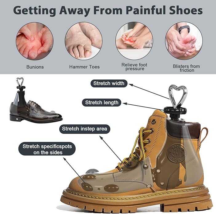 Shoe Stretcher Women Men, Boot Stretcher, Adjustable Unisex Boot Wide Feet ABS Plug