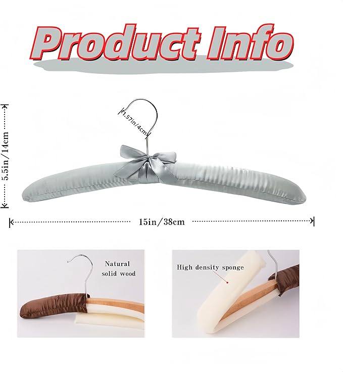 Padded Hangers for Women Clothing Satin Hangers Non Slip Padded Hanger for Sweaters Padded Clothes Hanger
