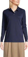 Lands' End School Uniform Kids Long Sleeve Interlock Polo Shirt