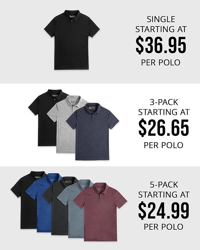INTO THE AM Polo Shirts for Men - Slim Fit Short Sleeve Collared Shirt S - 4XL Fitted Collar Polos for Work