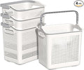 Rosebloom 35 L Plastic Portable Laundry Basket, Plastic Laundry Baskets with Handle, White, 4 Packs