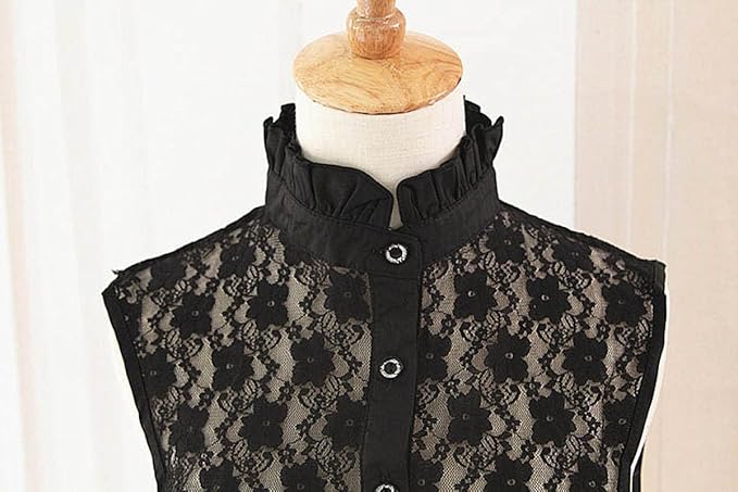 YAKEF Lady Half-Shirt Blouse Detachable Lace Chiffon Fake Collars Dicky Collar Faux Collar
