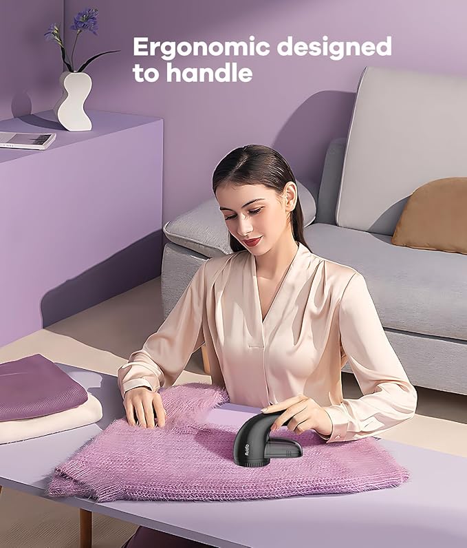 Lint Remover, Fabric Shaver for Clothes and Furniture, Sweater Shaver with 6-Leaf Blades & Safety Lock, Lint Shaver Fabric Shaver 4 Times Efficiency to Remove Pilling