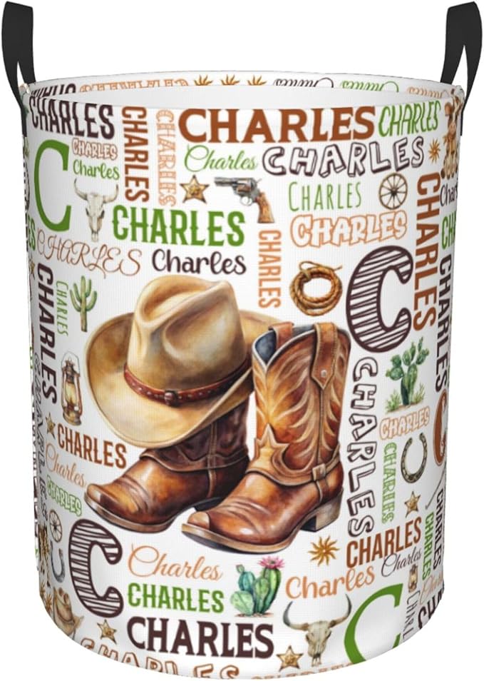 Personalized Cowboy Laundry Basket For Baby Kids Boys Girls Adult Custom Hamper Basket With Name For Bathroom Bedrooms Collapsible Baby, Dirty Clothes Hamper With Handles