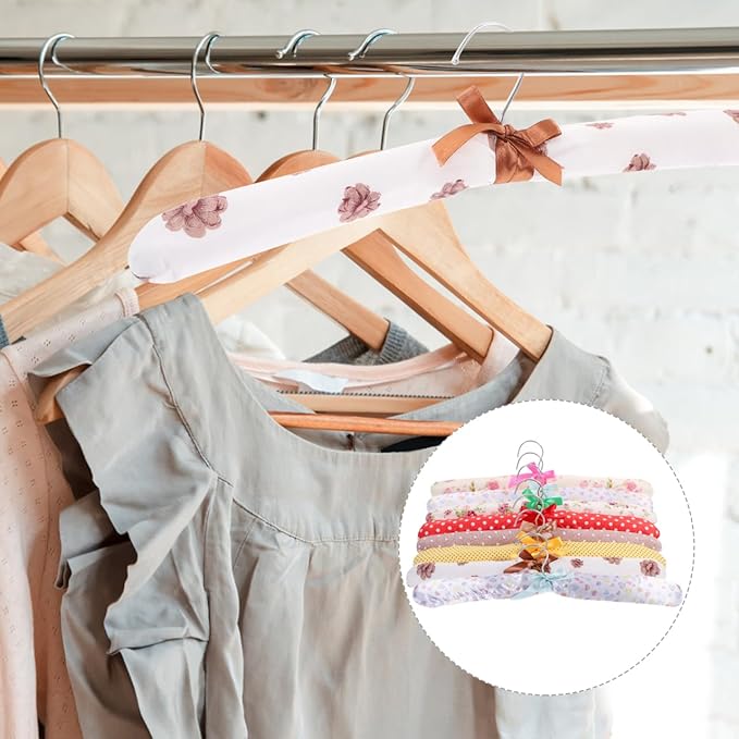 Unomor 10 Pack Cloth Coating Hangers 14.96In Non-Slip Pastoral Floral Clothes Hangers for Jackets Dresses Suits and Laundry Organization