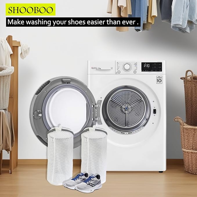 Shoe Washing Machine Bag,3 Pack Laundry Shoe Bag for Washer and Dryer,Mesh Laundry Bags with Zipper for Sneakers,Trainers,Socks,Bras,Delicates,and Toys