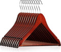 Casafield - 10 Cherry Wooden Suit Hangers - Premium Lotus Wood with Notches & Chrome Swivel Hook for Dress Clothes, Coats, Jackets, Pants, Shirts, Skirts