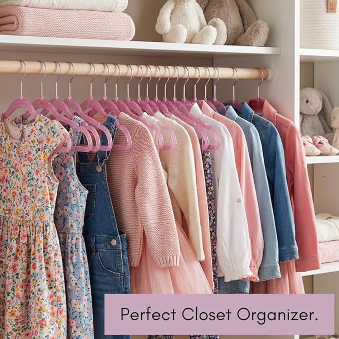 CONCEPTS 20 Pack Baby Hangers Kids Acrylic Non Slip Glitter Clothes Hangers for Toddler Infant Newborn Closet Organizer Small Hangers for Baby Clothes Pants Shirts Space Saving Nursery