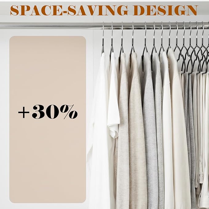 Clothes Hangers,50 Pack Black Metal Hanger Space Saving,Non Slip Coat Hanger for Shirt, Dress, Pants,Heavy Duty Clothes Hanger
