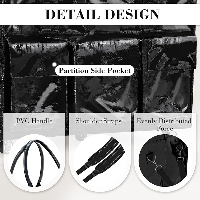 tobyto Reusable Grocery Bag on Wheels, 105L Foldable Rolling Tote, Shopping Trolley 66LBS Capacity - Water-Resistant for Laundry, Picnic, Storage & Travel