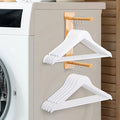 Bamboo Hanger Organizer Stacker，Magnetic Hanger Holder for Laundry Room，(Bamboo)