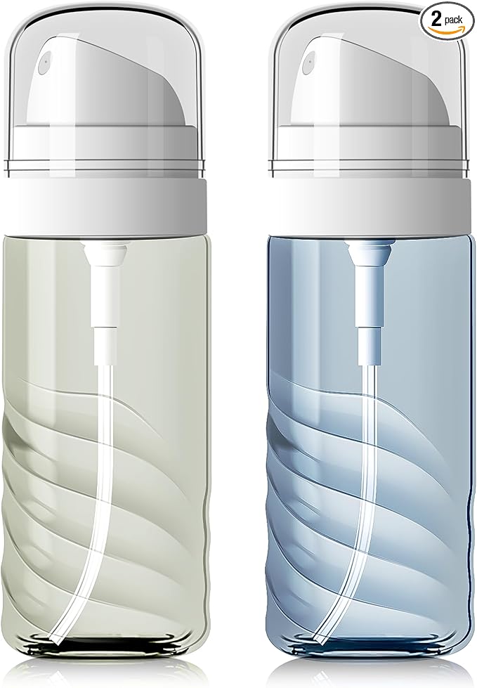 2 Pack 60ML Small Spray Bottle, Portable Refillable Travel Spray Bottle for Hair, Cleaning, Beauty, Fine Mist, Leak Proof, Lt. Blue and Lt. Green